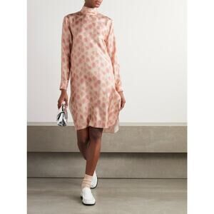 Marni NWT Leopard Silk Twill Tunic Dress Antique Rose Size 36 IT 0 US XS